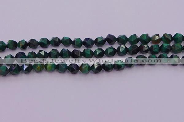 CTE1947 15.5 inches 8mm faceted nuggets green tiger eye beads