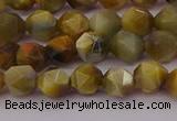 CTE1975 15.5 inches 6mm faceted nuggets golden & blue tiger eye beads