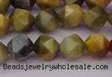 CTE1976 15.5 inches 8mm faceted nuggets golden & blue tiger eye beads