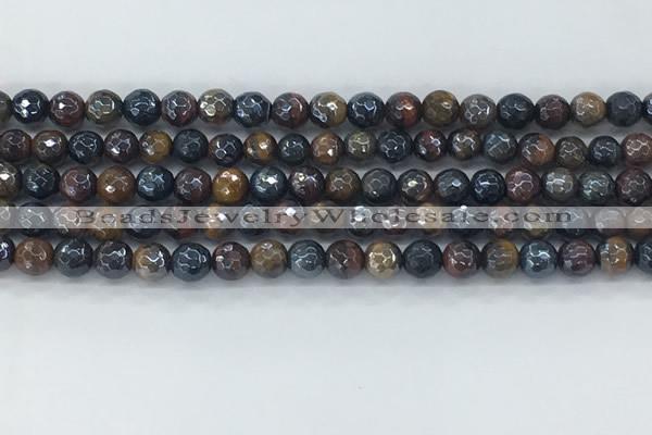 CTE2093 15.5 inches 6mm faceted round AB-color mixed tiger eye beads