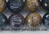 CTE2096 15.5 inches 12mm faceted round AB-color mixed tiger eye beads