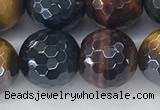 CTE2097 15.5 inches 14mm faceted round AB-color mixed tiger eye beads