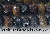 CTE2101 15.5 inches 4*6mm faceted rondelle AB-color mixed tiger eye beads