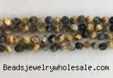 CTE2125 15.5 inches 6mm faceted nuggets golden & blue tiger eye beads