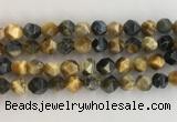 CTE2128 15.5 inches 12mm faceted nuggets golden & blue tiger eye beads