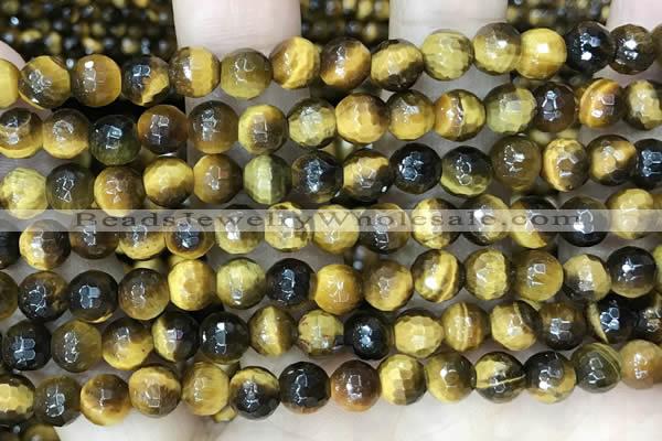 CTE2232 15.5 inches 6mm faceted round yellow tiger eye beads