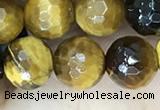 CTE2233 15.5 inches 8mm faceted round yellow tiger eye beads