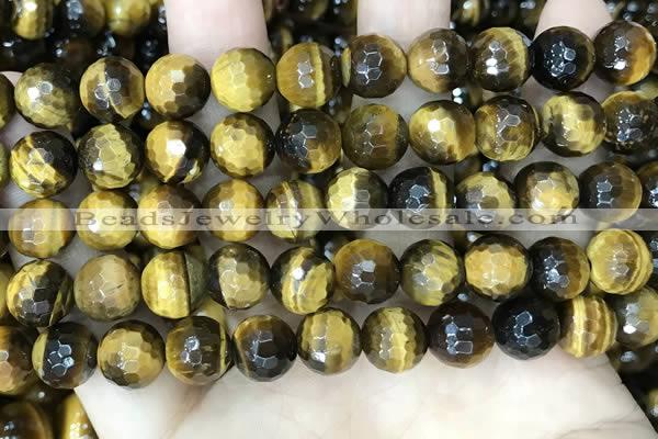 CTE2234 15.5 inches 10mm faceted round yellow tiger eye beads