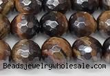 CTE2270 15 inches 6mm faceted round AB-color yellow tiger eye beads