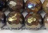 CTE2287 15 inches 10mm faceted round AB-color colorful tiger eye beads