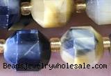 CTE2296 15 inches 9*10mm faceted golden & blue tiger eye beads