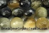 CTE2310 15 inches 6mm faceted round golden & blue tiger eye beads