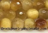 CTE2315 15 inches 6mm faceted round golden tiger eye beads