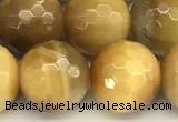 CTE2318 15 inches 12mm faceted round golden tiger eye beads