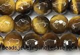 CTE2353 15 inches 6mm faceted round yellow tiger eye beads