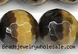 CTE2357 15 inches 14mm faceted round yellow tiger eye beads