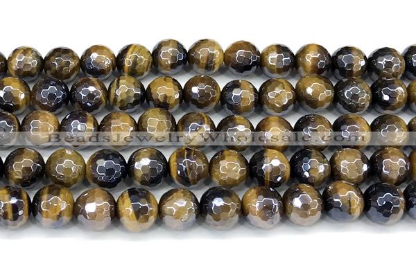 CTE2360 15 inches 10mm faceted round AB-color yellow tiger eye beads