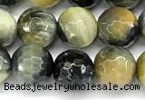 CTE2369 15 inches 8mm faceted round golden & blue tiger eye beads