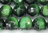 CTE2409 15 inches 8mm faceted round green tiger eye beads