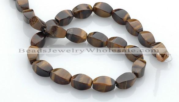 CTE26 8*15mm twisted oval yellow tiger eye beads Wholesale