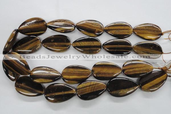 CTE308 15.5 inches 22*34mm flat teardrop yellow tiger eye gemstone beads