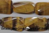 CTE318 18*25mm twisted & faceted rectangle yellow tiger eye beads