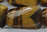 CTE320 25*35mm twisted & faceted rectangle yellow tiger eye beads