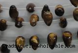 CTE337 Top-drilled 6*10mm teardrop yellow tiger eye gemstone beads