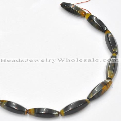 CTE36 15.5 inches 10*30mm faceted rice blue tiger eye beads wholesale