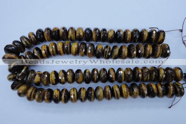 CTE405 15.5 inches 10*18mm faceted rondelle yellow tiger eye beads