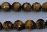 CTE424 15.5 inches 12mm faceted round yellow tiger eye beads