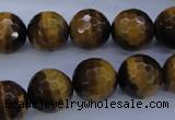 CTE425 15.5 inches 14mm faceted round yellow tiger eye beads