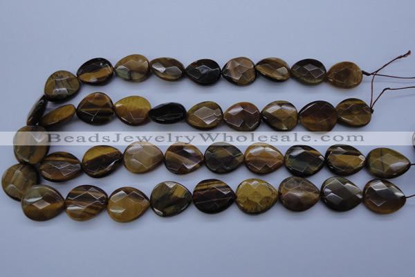 CTE435 15.5 inches 17*20mm faceted flat teardrop yellow tiger eye beads