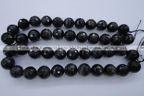 CTE447 15.5 inches 18mm faceted round blue tiger eye beads