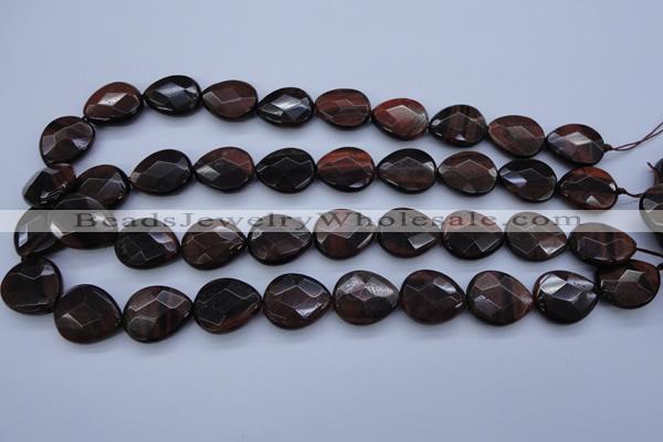 CTE465 15.5 inches 17*20mm faceted flat teardrop red tiger eye beads