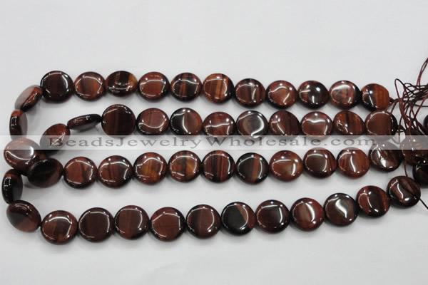 CTE53 15.5 inches 15mm flat round red tiger eye gemstone beads