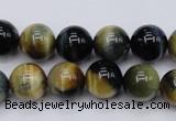 CTE553 15.5 inches 10mm round golden & blue tiger eye beads