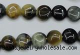 CTE560 15.5 inches 10mm flat round golden & blue tiger eye beads