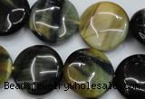 CTE564 15.5 inches 18mm flat round golden & blue tiger eye beads