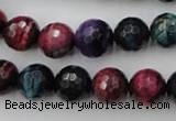 CTE583 15.5 inches 10mm faceted round colorful tiger eye beads