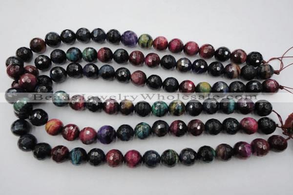 CTE583 15.5 inches 10mm faceted round colorful tiger eye beads