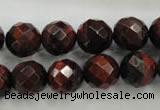 CTE705 15.5 inches 14mm faceted round red tiger eye beads