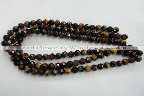 CTE713 15.5 inches 10mm faceted round mixed color tiger eye beads