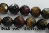 CTE714 15.5 inches 12mm faceted round mixed color tiger eye beads