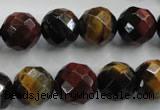 CTE715 15.5 inches 14mm faceted round mixed color tiger eye beads