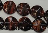 CTE852 15.5 inches 16mm wavy coin red tiger eye beads