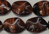 CTE860 15.5 inches 18*25mm wavy oval red tiger eye beads