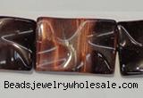 CTE867 15.5 inches 20*30mm wavy rectangle red tiger eye beads