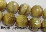 CTE904 15.5 inches 12mm faceted round golden tiger eye beads