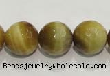 CTE905 15.5 inches 14mm faceted round golden tiger eye beads